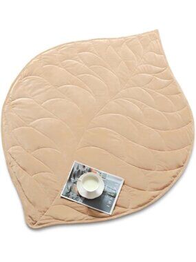 Cozy 7 lb Weighted Lap Blanket for Adults, 41"x53", Leaf Pattern, Khaki Color